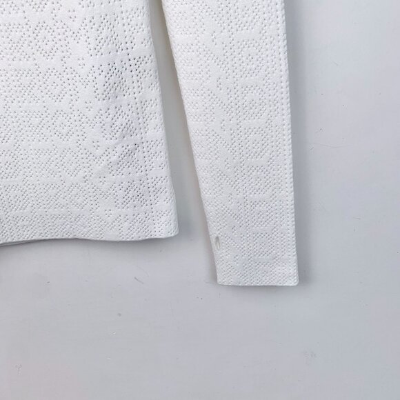 Fendi White Perforated Logo Long Sleeve Top High Collar Womens Size 40 - Picture 4 of 8